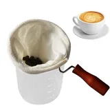 Stoff-Kaffeefilter – Handgefertigter Kaffeefilter, Tragbare Kaffeesocke | Wiederverwendbarer Café-Flanellstoff-Filterbeutel, Kaffeefiltertuch, Kaffeefiltersieb Mit Holzgriff Für Zuhause, (klein, Groß)