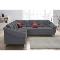 Ecksofa SIT & MORE "Salsa L-Form" Sofas Gr. B/H/T: 264cm x 86cm x 244cm, Luxus-Microfaser ALTARA NUBUCK, langer Schenkel rechts, ohne Bettfunktion, grau (dunkelgrau) mit Federkern, wahlweise Bettfunktion