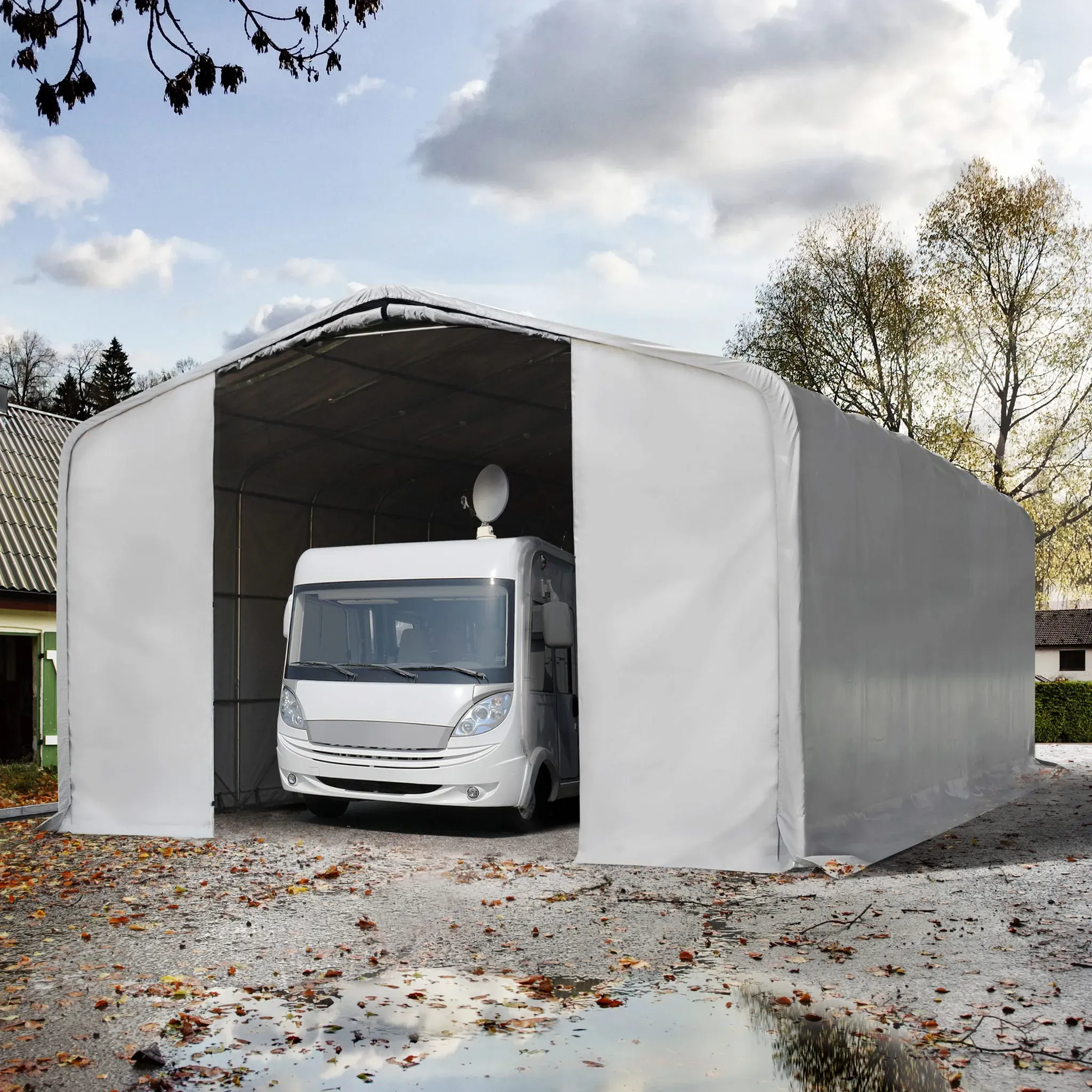 TOOLPORT  8x12m Zeltgarage, PVC-Plane, grau, ohne Statik - (99506)