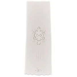 Loberon Tischläufer Kara, spielerische Lochstickereien, einseitige Wellenkante, nostalgische Romantik, Tischdeko, Tischdecke, Tischwäsche, Leinen, weiß
