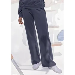 Relaxhose H.I.S, Damen, Gr. 48/50, N-Gr, blau (navy), Interlock, Obermaterial: 60% Baumwolle, 40% Polyester, unifarben, Basic, bequem lang, Hosen, im maritimen Stil, Loungeanzug