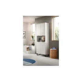 xonox.home Riff Hochschrank 70 x 193 cm Weiß/Schwarz Metall