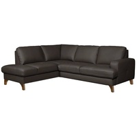 Ecksofa Fargo Leder Braun Dunkelbraun