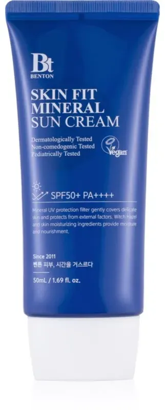 Benton Skin Fit Mineral mineralisches Bräunungsfluid für das Gesicht SPF 50+ 50 ml