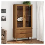 vidaXL Vitrinenschrank MOLDE Braun 90x35x175 cm Massivholz Kiefer