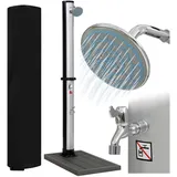 STILISTA Solardusche 35 l, Wasserhahn, Schlauchanschluss mit Bodenelement, Farbwahl, Silber/schwarz