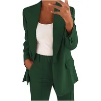 AACH Hosenanzüge für Damen Elegant Blazer Anzug Set Einfarbig Streetwear Zweiteilig Hosenanzug Business Modern Anzughose Revers Slim Fit Sportlich Büro Outfit - XL