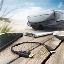 Hama Ladekabel USB-C - USB-C 0,2 m Nylon Schwarz