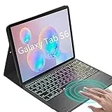 QYiD Tastatur Hülle für Galaxy Tab S6 10.5 Zoll (T860 / T865 / T866 / T867), Beleuchtete Kabellose Tastatur mit Trackpad, QWERTY Tastatur Hülle für Galaxy Tab S6, Schwarz