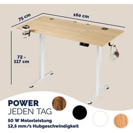 CASARIA Höhenverstellbarer Schreibtisch Beige