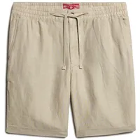 Superdry Herren Leinenshort - Merchant Linen Short, kurze Hose, Leinen, einfarbig Beige 2XL