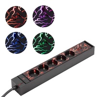 Navaris 5-fach Gaming Steckdosenleiste mit LED Beleuchtung - mit 2x USB Ports Farbwechsel und Schalter - Mehrfachsteckdose - Steckerleiste Schwarz