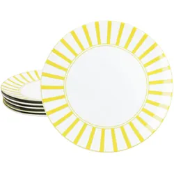 Split gelb 6x Speiseteller Ø27cm Porzellan 6 Personen Platte Essteller Streifen