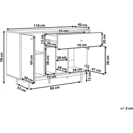 Beliani Sideboard 119 x 84 x 35 cm Braun / Weiß