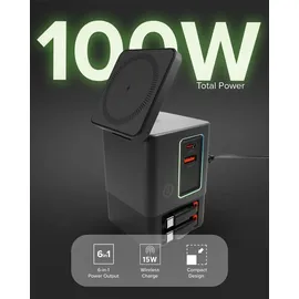SBS Power Dock Wireless 6in1 100 W MagSafe-kompatibel, Schwarz