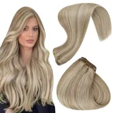 Hetto Extensions Tressen Echthaar Blond Tressen Extensions Remy Echthaar Naturlich Tressen Echthaar Extensions Highlight Blond #17/23 80g 35 cm