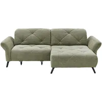 Moderano Ecksofa Beach, Grün, Metall, 2-Sitzer, Ottomane rechts, Eckteil, L-Form, 262x173 cm, Lederauswahl, Stoffauswahl, Rücken echt, Wohnzimmer, Sofas & Couches, Wohnlandschaften, Ecksofas