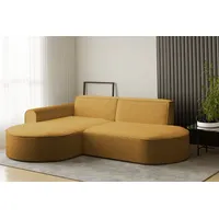 Fun Möbel Ecksofa Designersofa BONDY in Stoff Ascot Senfgelb Ottomane Links