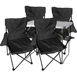 Mojawo 5-teiliges Campingmöbel Set Schwarz-MMC330871+4xMPO2430