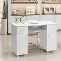 Profi Manikürtisch Nageltisch Nagelpflegetisch mit Absaugung ,2 x Schubladen und 2 x Schränke für Nagelrekonstruktion Studiotisch Maniküretisch - Weiß