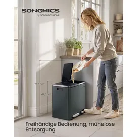 Songmics Mülleimer 30 l Grau