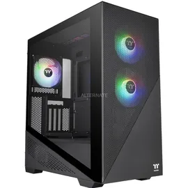 Thermaltake CA-1S4-00M1WN-00 Midi-Tower PC-Gehäuse Schwarz 3 Vorinstallierte LED Lüfter, LCS Kompatibel, Seitenfenster, Für DIY