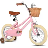 JOYSTAR 14 Zoll Kinderfahrrad für Kleinkinder 3-5 Jahre Mädchen, Mädchenfahrrad mit Stützrädern & Korb, Kinderfahrrad rosa