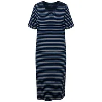 Ulla Popken Damen Nightgown, Stripes, Long Nachthemd, Nachtblau, 46-48
