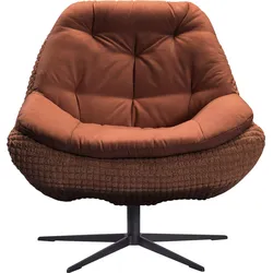 Drehsessel EXXPO - SOFA FASHION "Dim, Loungesessel im Materialmix, Design und Komfort, Solitärmöbel", braun (rost), B:89cm H:97cm T:88cm, Sessel, Drehsessel bequem gepolstert mit elegantem Metall-Sternfuss