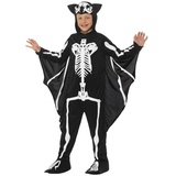 Smiffys Kostüm Fledermaus Skelett, Etwas knöchern, aber immer noch bissig: Vampir-Overall schwarz 146-158