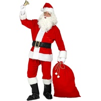 trendmile Premium Weihnachtsmann Kostüm komplett Set Herren bestehend aus Jacke, Hose, Gürtel, Mütze, Bart, Brille, Stiefelüberzieher, Sack - Nikolaus/Santa Claus Verkleidung (L/XL)