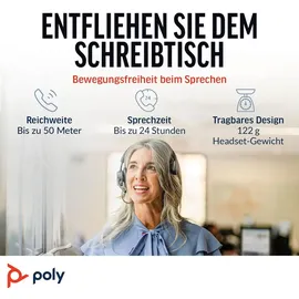 plt Poly Voyager 4310 UC Headset, Ein-Ohr-Bluetooth, Noise Cancelling, für PC/Mac/Mobiltelefon, kompatibel mit Teams, und Zoom – Schwarz