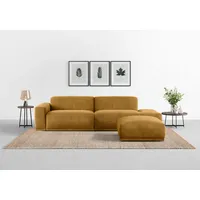 Big-Sofa TRENDMANUFAKTUR "Braga, mit hochwertigem Kaltschaum, Megasofa, in Cord erhältlich" Sofas Gr. B/H/T: 277cm x 72cm x 107cm, Breitcord RIBBON, Recamiere rechts, gelb (mustard) modernes Big-Sofa, Couch mit hohem Sitzkomfort, 27772107 cm (BHT)