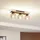 LINDBY Deckenlampe Enrique amber, 3-flg., Glas, Holz, E27) - Schwarz