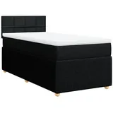 vidaXL Boxspringbett mit Matratze Schwarz 100x200 cm Stoff