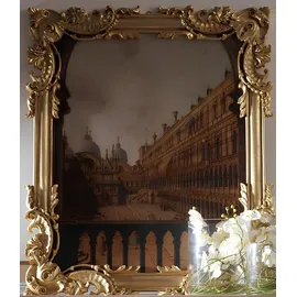 boiserie italia Wandspiegel 120 x 100 cm Braun/Gold
