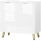 EUGAD Waschbeckenunterschrank (1-St) Badezimmerschrank mit 2 Türen, 60x60x30 cm weiß 60 cm x 60 cm x 30 cm
