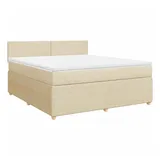 vidaXL Boxspringbett mit Matratze Creme 180x200 cm Stoff