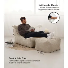 mokebo Sitzsack, Beige, Textil, 60x65x95 cm, Oeko-Tex®, Wohnzimmer, Hocker, Sitzsäcke, XXL Sitzsäcke
