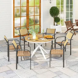 Outsunny Gartentisch Ø 118 x 74 cm Teak/beige