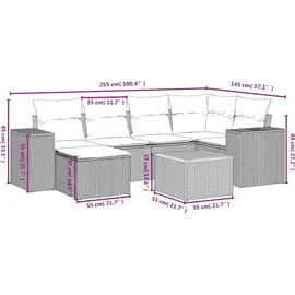 vidaXL Gartensofa-Set 7-tlg. grau Polyrattan