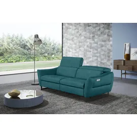 Egoitaliano 2,5-Sitzer EGOITALIANO "Dafne, elegantes Designsofa mit hohem Sitzkomfort", blau (teal), B:208cm H:97cm T:108cm, Sofas, mit elektrischer Relaxfunktion, Kopfteile manuell verstellbar
