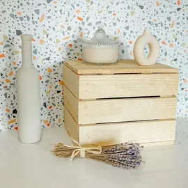 Creative Deco Holzkiste mit Deckel 27,5 x 20 x 21,5 cm 1-tlg. beige