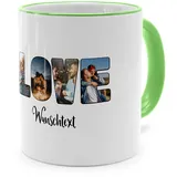 PhotoFancy® - Fototasse 'Love' - Personalisierte Tasse mit eigenem Foto und Text selbst gestalten - Grün