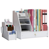 zggzerg Bücherregal Schreibtisch-Organizer, weiß, mit Schublade für Zuhause, Büro und Schule 29.1 cm