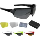 BBB Fahrradbrille Impulse | Unisex Sportbrille mit magnetischem Linsenwechselsystem Schwarz No Size