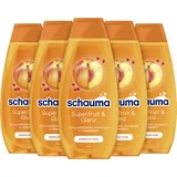 Schauma Schwarzkopf Vitalisierendes Shampoo Superfruit & Glanz (5x 400 ml), Haarshampoo verleiht Glanz & stärkt normales Haar, Glanz-Shampoo mit Superfruit-Extrakt