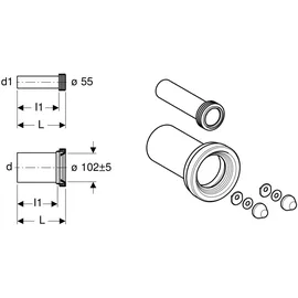 Geberit Anschlussgarnitur 90 mm x 300 mm