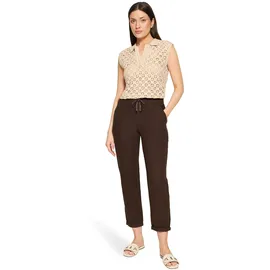 Cartoon Leinenhose Damen Lässig Dunkelbraun 34