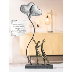 Dekofigur CASABLANCA BY GILDE "Skulptur "Love Balloon"", braun (bronzefarben), B:20cm H:48cm T:7,5cm, Kunstharz, Dekofiguren